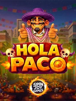 Portada vertical de la tragamonedas Hola Paco, con motivos festivos y la firma del estudio Monobet.